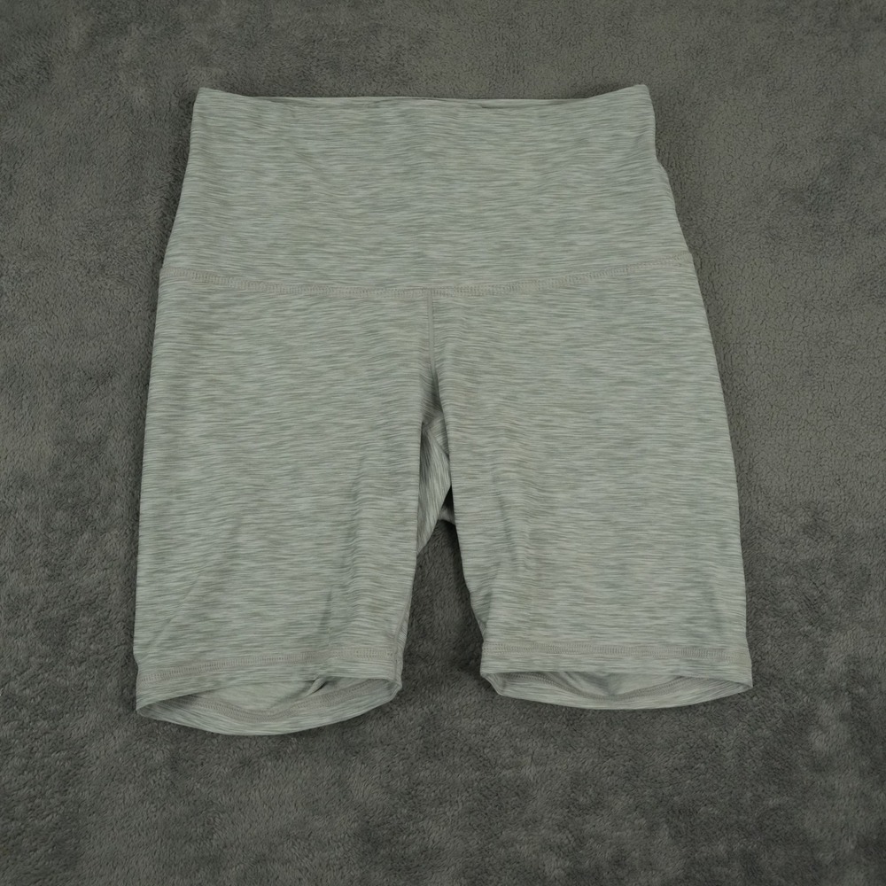 Prana Kimble Biker Shorts Womens S Gray Heather High Rise Space Dye Athletic Gym